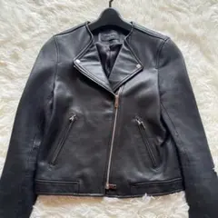 日本製　美品　ライダースジャケット ダブル レザー　ダブルジップ 革ジャン