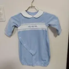 水色 車刺繍 ツーウェイ・ドレスオール