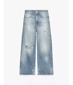 ZARA TRF ダメージ加工ミッドライズバギーデニムパンツ