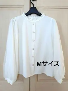 【ハニーズ】COLZA　袖シアー素材　 　ブラウス　オフホワイト　Мサイズ
