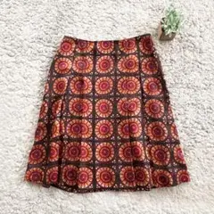 【ESPIE】美品✨膝丈フレアスカート 総柄 チェック ふんわりシルエット M