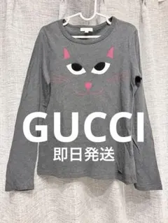 【値下げ】GUCCI Kids キャットプリント長袖Tシャツ グレー サイズ8のサムネイル