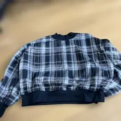 バルーンスリーブ チェック柄 ニット