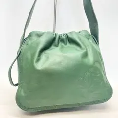 ロエベ グリーンショルダーバッグ ナッパレザー アナグラム 巾着