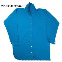 me ISSEY MIYAKE イッセイミヤケ プリーツ 長袖シャツ ブルー 2のサムネイル