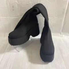 美品✨極厚底ソックスブーツ ニーハイ 2way ブラック　24cm 約45cm