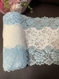 E54 艶感あり両山綿入り青花柄ホワイトストレッチレース