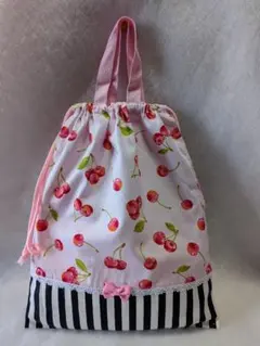 体操服入れ　お着替え袋　ハンドメイド チェリー柄