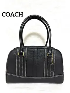 COACH レザーミニボストン 黒 白ステッチ 10526 美品