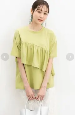新品 ハニーズ フリルTシャツ M ライム　黄緑のサムネイル