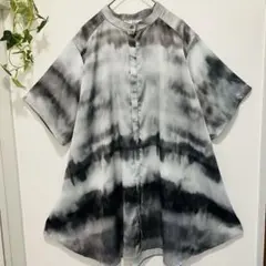 HARE ハレ 総柄バンドカラー半袖シャツ モノトーン オーバーサイズ Fのサムネイル