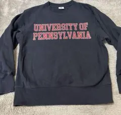 カレッジロゴ スウェット アーチロゴ 裏起毛 紺 赤