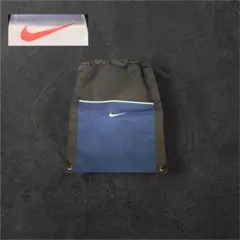 【NIKE】白タグ90sレトロナップサック　ネイビー×ブラック　Y2K テック