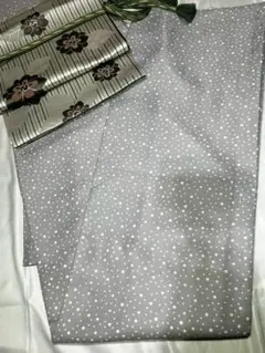 【美品】小紋袷　ポリエステル着物　洗える着物　洗える小紋　水玉　コウヤ　L