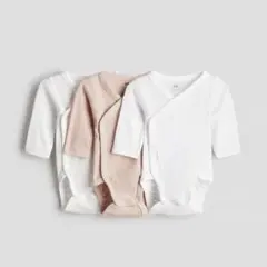 h&m オーガニックコットン 新生児　1-2M 前開き　ロンパース　3枚セット