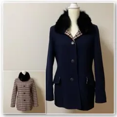 アクアスキュータム　リバーシブルコート　ウール　フォックスファー