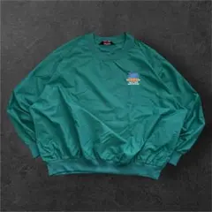 90s vintage スポーツスウェット　ナイロンピステ　古着　アメリカ製　緑