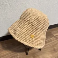 クラッシャーハット ペールオレンジ バケットハット 手編み