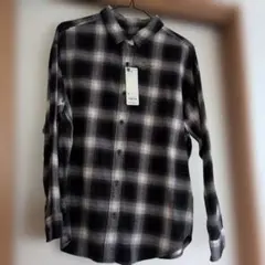 GUチェック柄フランネル長袖シャツ