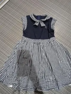 ネイビー ギンガムチェック ワンピース 130cm