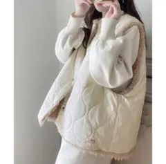 classicalelfキルティング×ファーリバーシブル オーバーサイズ ベスト