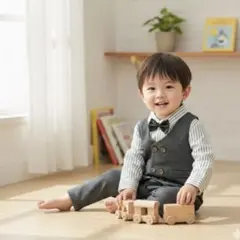 男の子 90㎝ベビーフォーマルスーツ 4点セット グレー 入園式 卒園式 結婚式