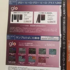 【ローソン限定】 glo 本体割引券・ヴァルト サンプルたばこ引換券