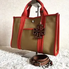 トリーバーチ ツイル スモール トート キャンバス ショルダーバッグ 2way