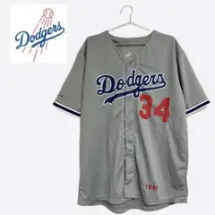 ドジャースユニフォーム VALENZUELA 34 1981年 XL グレー