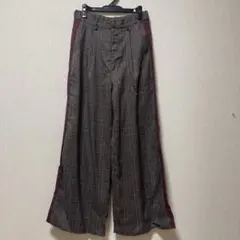 RADIATE チェック柄ワイドパンツ サイドバーガンディー