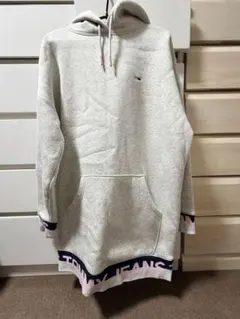 TOMMY JEANS フード付きミニワンピース S グレー