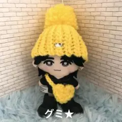 お値下げ⭐︎かぷっこふれんず 10cmぬい用 ポンポン付ニット帽 ポシェット 黄色