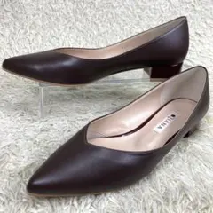『未使用』DIANA ダイアナ パンプス Vカット ポインテッドトゥ レザー 茶