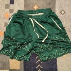 緑色メッシュパンツ 炎デザイン