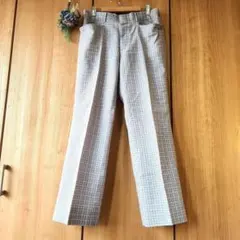 ☘️【マンシングウェア】チェック柄 ウール混 パンツ ゴルフ オフィス