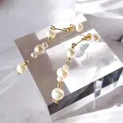 14kgf ✧︎2way 淡水パールロングピアス/1粒ピアス✧︎