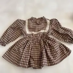 monbebe チェックロンパース L 韓国子供服