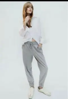 ZARA パジャマスタイルジョギングパンツ S ジョガーパンツ　グレー