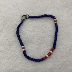 ビーズ ブレスレット 青赤白