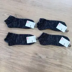 UNIQLO メンズ ショートソックス 4足セット 25-27cm 黒✕グレーのサムネイル