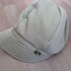ヘリンボーン柄 キッズ キャップ 帽子　57.5cm　ベージュ