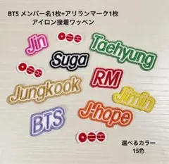 BTS メンバー名1枚+アリランロゴ1枚 アイロン接着ワッペン