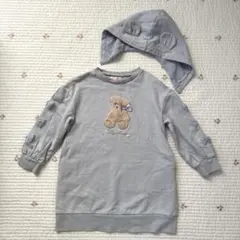 メゾピアノ くま 裏毛 トレーナー フード付き ワンピース 120cm