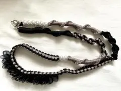 パラコード　スマホ　ショルダー　ストラップ　ハンドメイド　フリル　リボン　パール