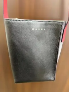 MARNI ブラック/グレー レザーショルダーバッグ 6108北 - メルカリ