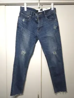 AZULダメージ加工スキニーデニム Mサイズ D/BLU 113