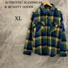 【美品】AUTHENTIC JEANSWEAR メンズ ネルシャツ ブルー