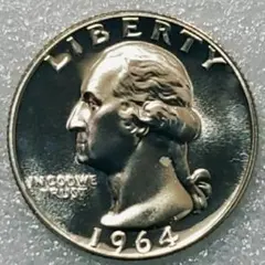 90％銀貨】アメリカ ワシントン クォーターダラー 25セント 1964年