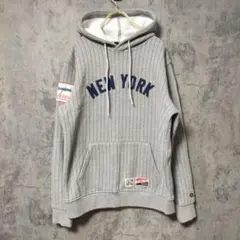 【美品】(S) NEW ERA × MLB ストライプ フーディ ヤンキース