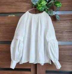Demi-Luxe BEAMS バンドカラー ギャザー チュニック ブラウス M - メルカリ